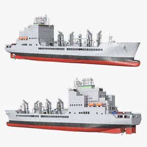 3D US Navy John Lewis Class Fleet Oiler Ship Grey
