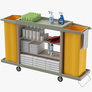 3D Hotel Housekeeping Trolley