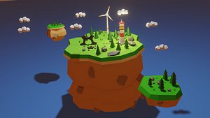 Low poly floating island 3D model