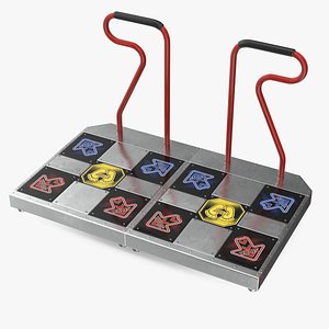 3D Double Dance Pad with Handlebars model