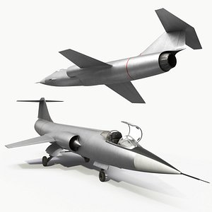Vintage Supersonic Fighter Jet Rigged for Cinema 4D 3D model