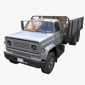 Vintage flatbed truck PBR 3D model