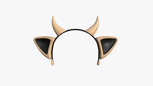 3D Furry Ears Tiara J04 Beige - Headband Character Design
