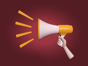 3D High Voice Sign - Megaphone Icon