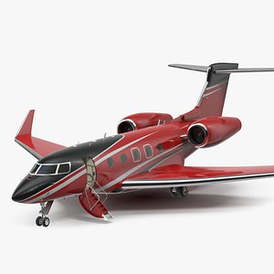 Business Jet Twin Engine Rigged 3D