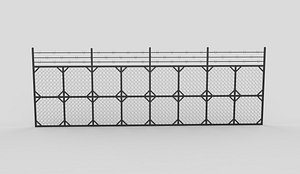 3D steel fence set 3D model model