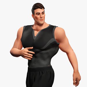 3D model Muscular Sportsman  Athlete Rigged Stylized Fit Male Model Fitness Guy