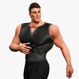Muscular Sportsman Athlete Rigged Stylized Fit Male Model Fitness Guy