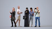 Basics0313 - A set containing 5 models of male and female adults standing in casual attire in public