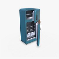 Old Retro Vintage Fridge Refrigerator Low-poly PBR