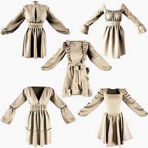 5 Women s Dresses 3D model