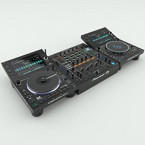Denon DJ Players SC6000M Prime SC 6000M Prime and Pioneer  DJM-A9 mixer 3D model