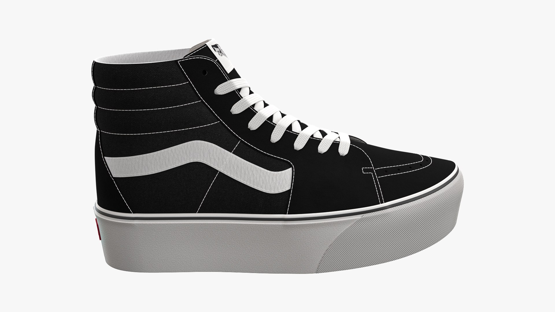 3D Vans Sk8-Hi Platform Black And White - TurboSquid 1916404