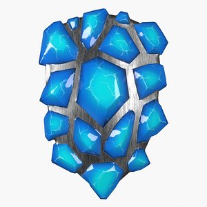 Ice Crystalled Shield Stylized Fantasy Low-Poly PBR 3D
