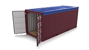 3D 20ft shipping container open