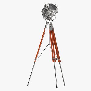 Retro Searchlight Lamp Wooden Tripod Rigged for Maya