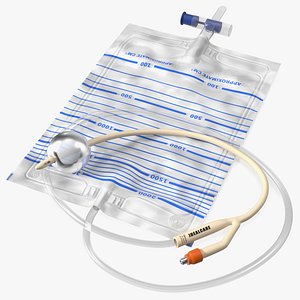 Silicone Coated Idealcare Foley Catheter 3D model