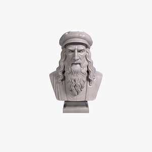 3D Leonardo da Vinci Bust Renaissance Visionary Sculpture 3D print model STL File Printable Bust