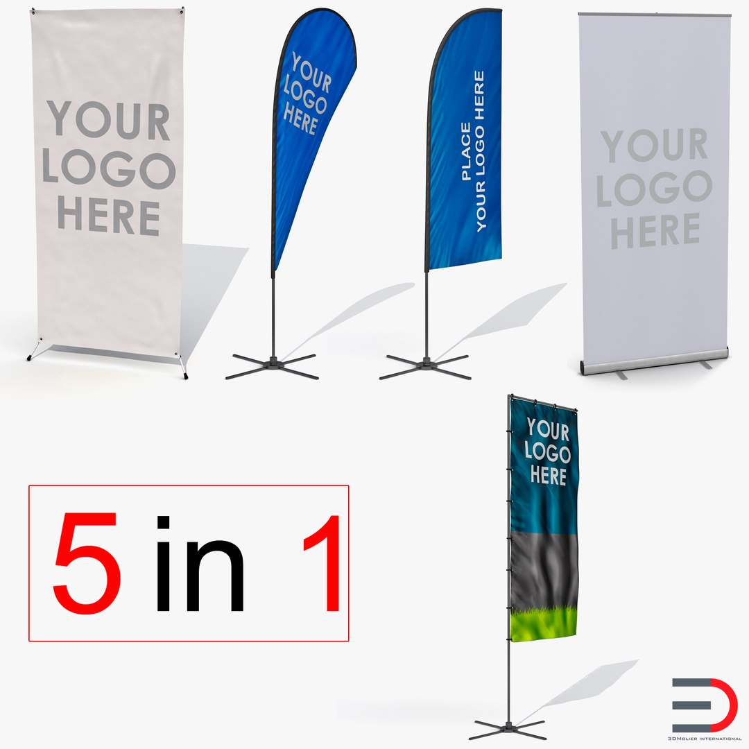 Banner Stands Generic Collection 3D model preview