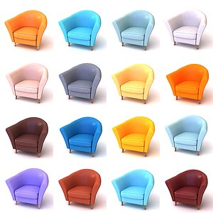 3d model of armchair 16 leather color