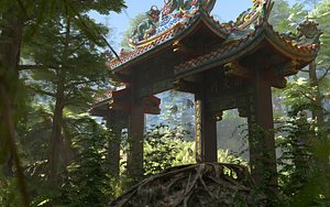 3D Japan Forest Temple
