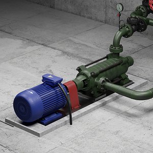 valve multi-section centrifugal pump 3D model