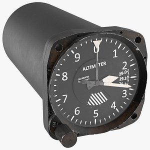 United Instruments Altimeter Used Condition Black Rigged 3D