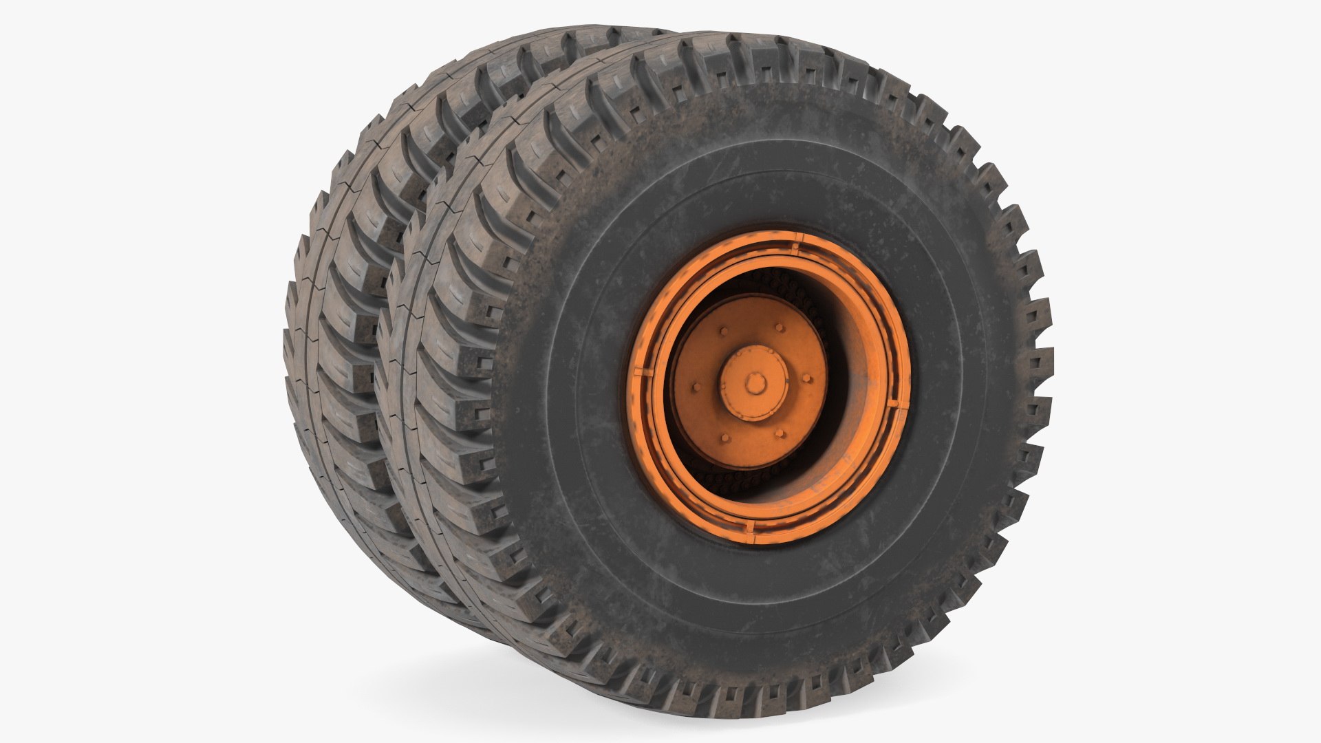 Dump Truck Double Wheel 3D model preview