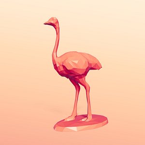 LowPoly Ostrich  Figurine 3D Model Ready for 3D Printing 3D model