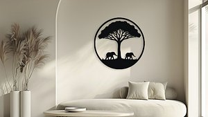 3D African Savannah Scene Wall Art model