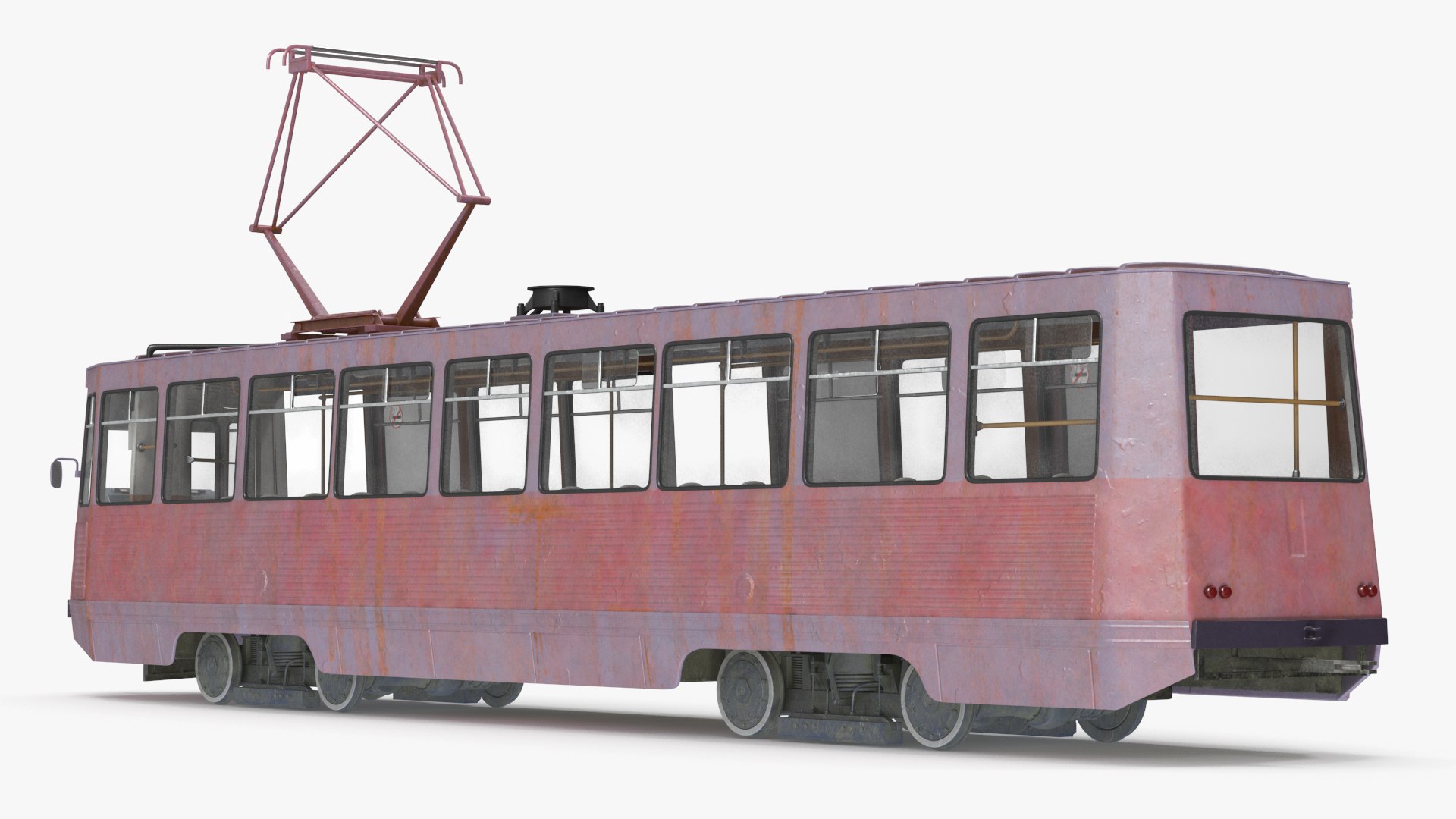 Retro Tram KTM-5 Old Rigged for Maya 3D model preview