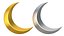 3D Crescent moon Gold And Silver