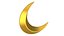3D Crescent moon Gold And Silver