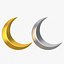 3D Crescent moon Gold And Silver