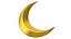 3D Crescent moon Gold And Silver