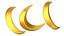3D Crescent moon Gold And Silver