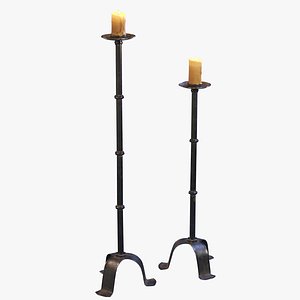 3D model medieval candle stand