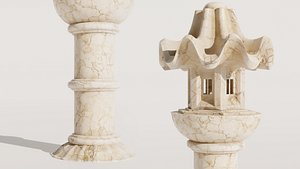 Old marble garden lantern PBR texture includes