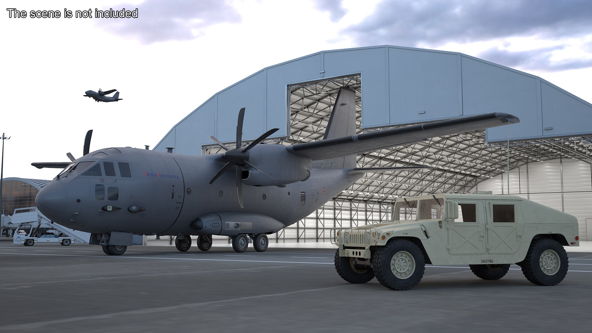 Alenia C-27J Spartan Grey Rigged 3D model preview