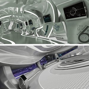 3D sci-fi room corridor control