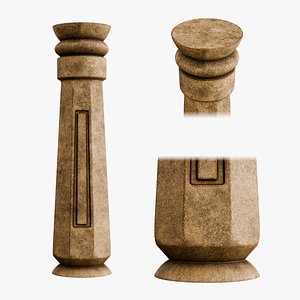 Ancient Temple Pillar - Stone Architectural Column 3D model