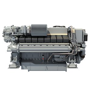 3d model realistic diesel marine engine