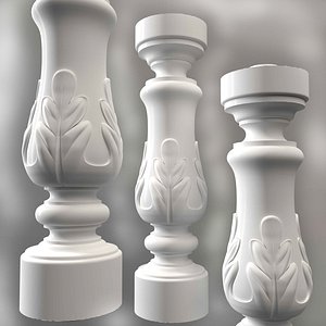 COLUMN WITH LEAVES FOR CNC MILLING 3D model