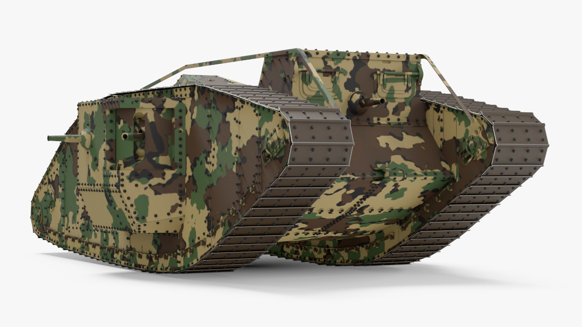 3D Tank MK 4 Male Camouflage Color Rigged For Maya Model - TurboSquid ...