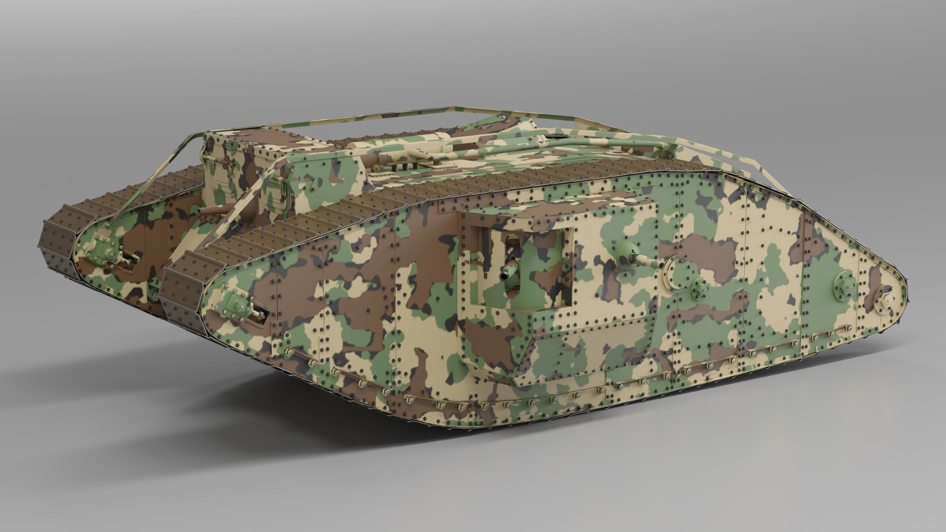 3D Tank MK 4 Male Camouflage Color Rigged For Maya Model - TurboSquid ...