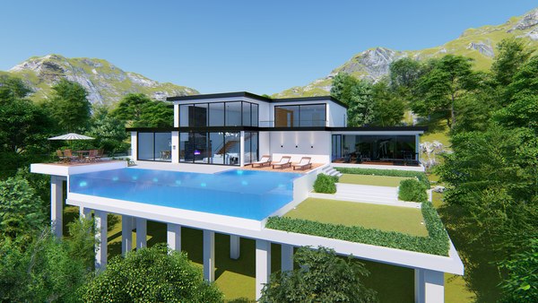 ultra modern villa 3D model