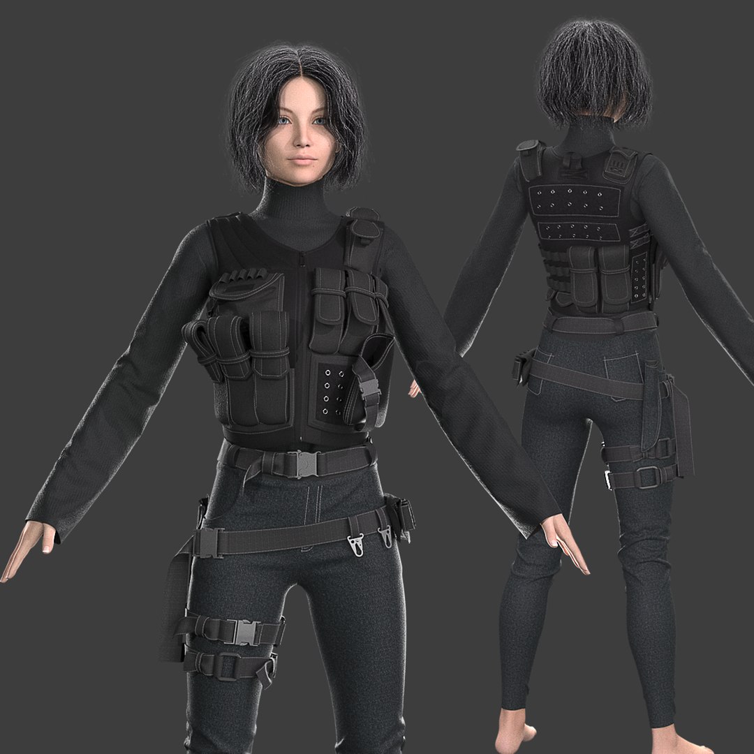 3D Model Tactical Female Outfit Marvelous Designer Project