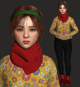 3D AAA 3D REALISTIC CHARACTER - BEAUTIFUL LITTLE GIRL WINTER OUTFIT model