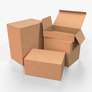 Tuck Top Boxes - Rectangular Set 3D
