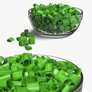 Green Onion Rings in Glass Bowl model